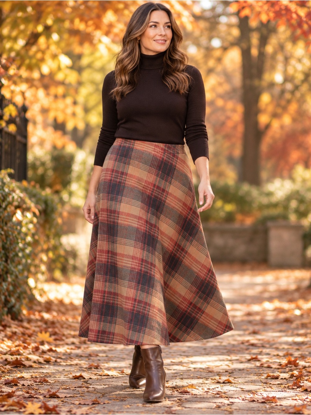 Willi Smith Wool Blend Plaid Maxi Skirt Womenâs 14P Made in Italy Lined